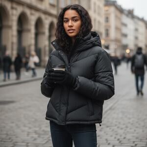 STOLEN HEARTS by SEBBY Women’s Small Gray Puffer Jacket with Hood ⭐️